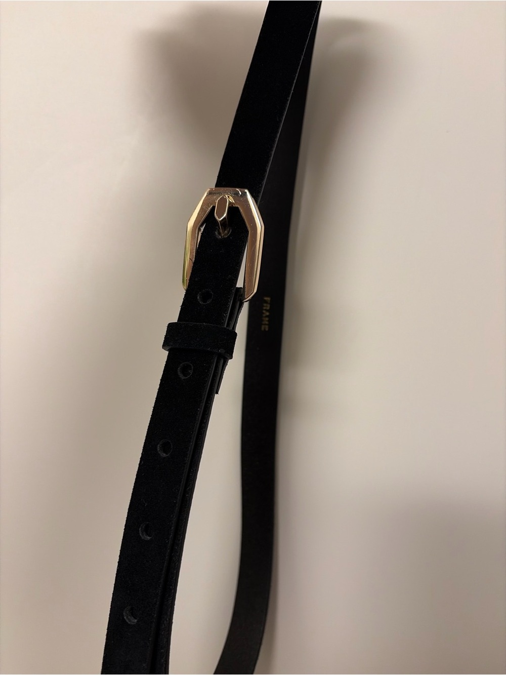 frame polygon buckle belt aka le polygon black suede belt in large